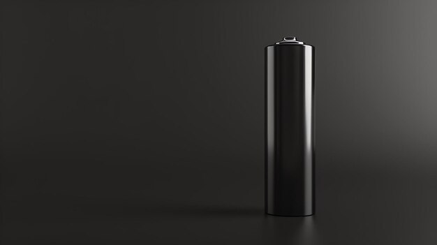 La lata de spray de metal negro en fondo oscuro es una representación en 3D de la lata de Spray