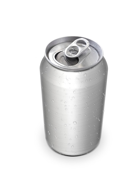 Foto latas de alumínio em fundo branco para design