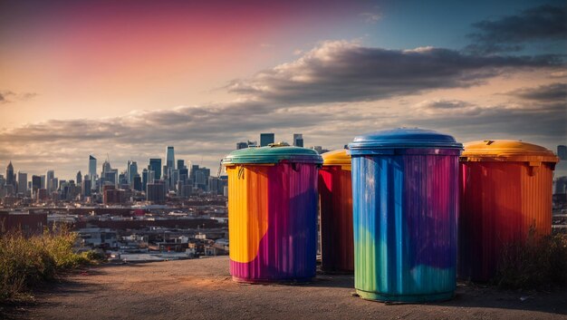 Foto latas de lixo modernas na cidade