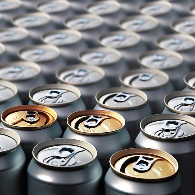 Foto latas de metal para bebidas à base de cola