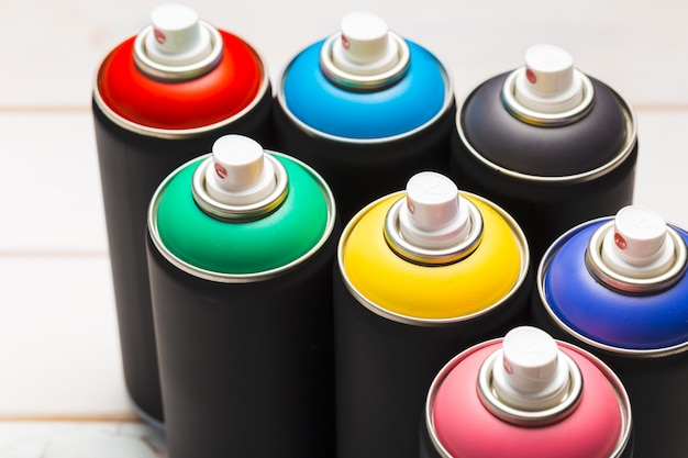 Latas de tinta spray close-up