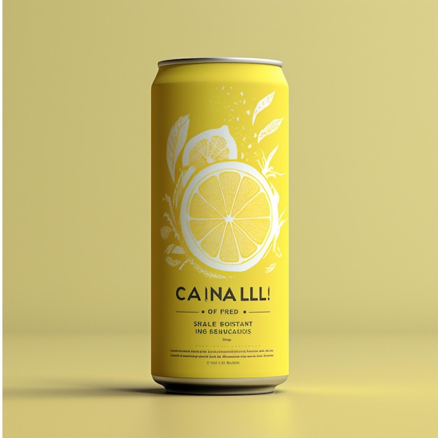 Foto latas de limonada con limón sobre un fondo amarillo renderizado 3d