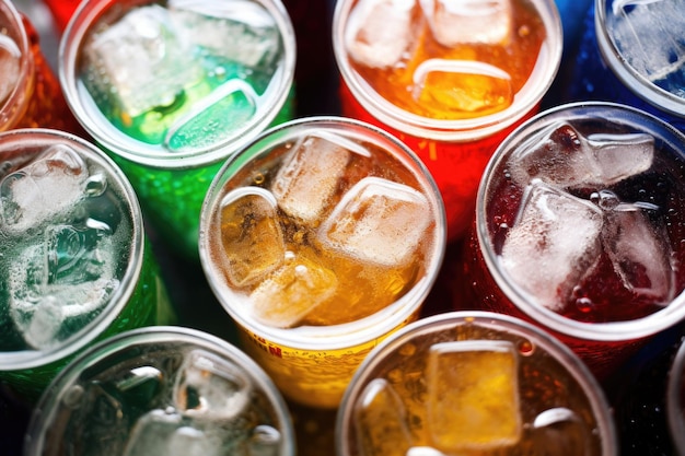 Foto latas de refrescos cubiertas de hielo.