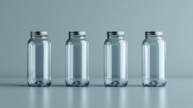 Las latas de vidrio transparentes en un fondo claro generan una ilustración de IA