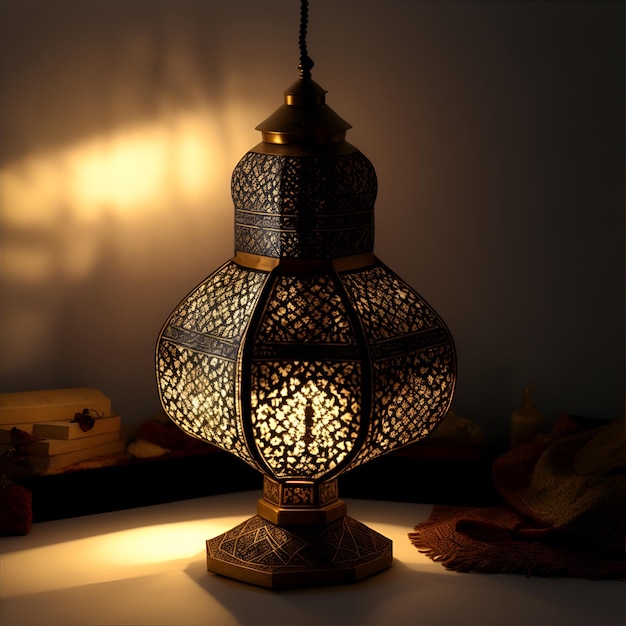 Laterne für Ramadan Kareem Islamischer Hintergrund 3D-Rendering