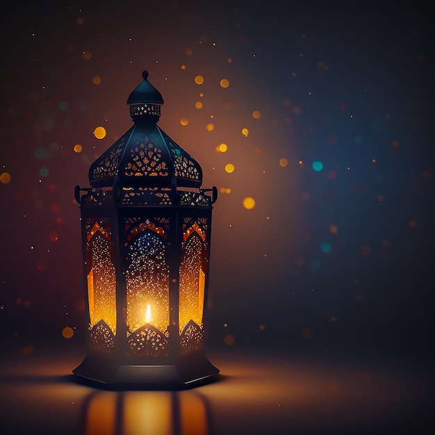 Laterne leuchtende Lichter islamische Tapete Ramadan Hintergrund generiert ai