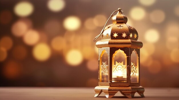 Laternenlicht Ramadan und Eid-Konzeptlicht Goldene Farbe AI generiertes Bild