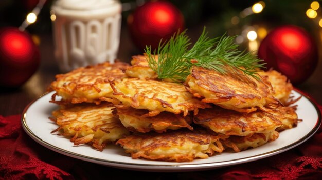 Latkes eine traditionelle Hanukkah-Leckerei, die perfekt für Feiertage ist