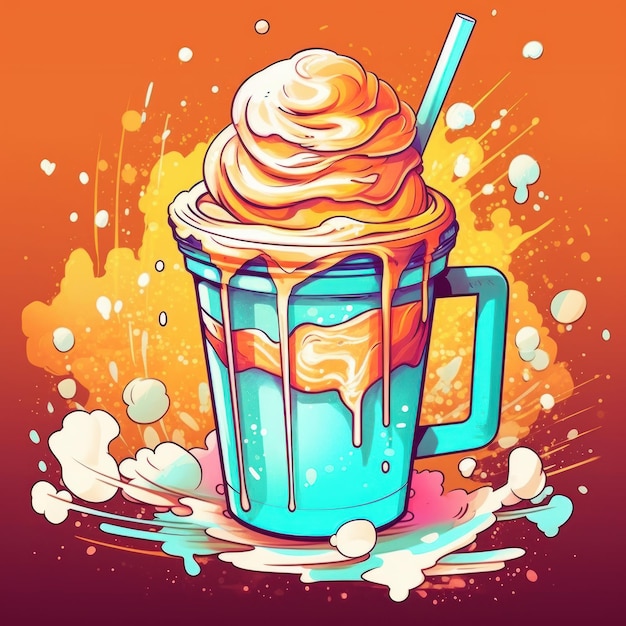 Foto latte de caramelo helado en un estilo artístico