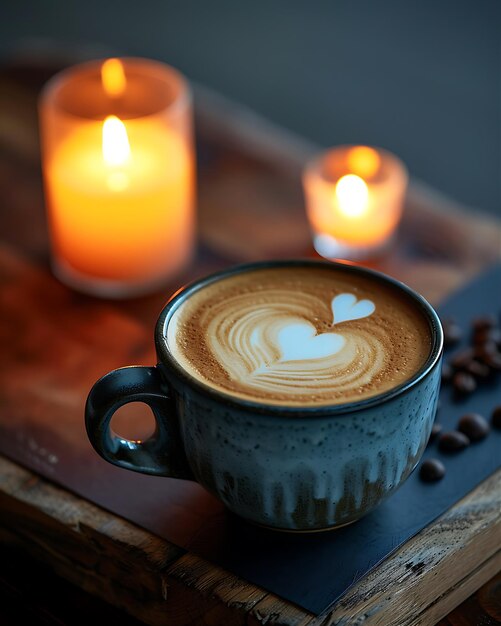 Foto latte con corazón el día de san valentín