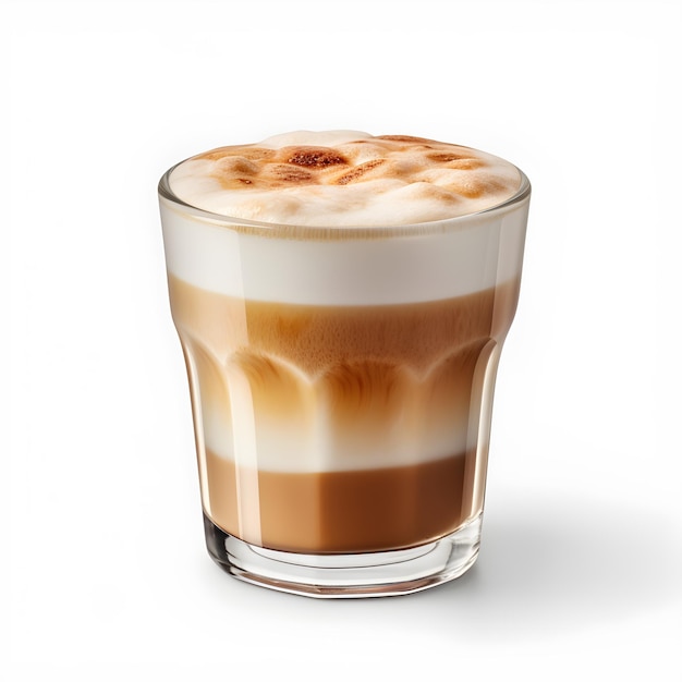 latte cortado isolado no fundo branco