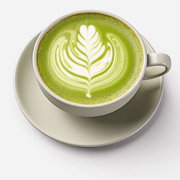 El latte japonés caliente Macha té verde_ai_generado