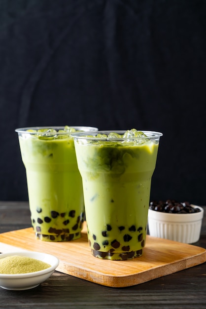 latte de té verde con burbuja