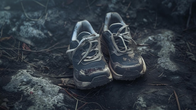 Laufschuhe auf rustikaler Spuroberfläche Adv