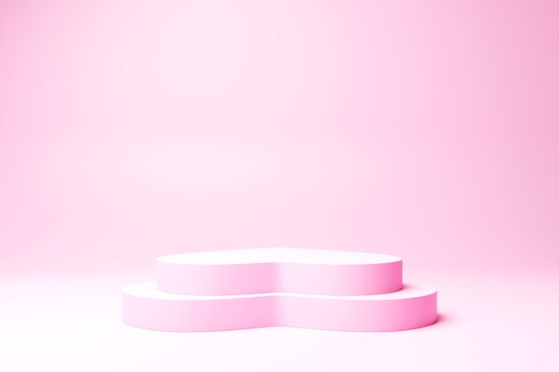 Laufstegdesign mit Herzen Minimaler rosafarbener Hintergrund für Muttertag und Valentinstag 3D-Produkt Podium Podium