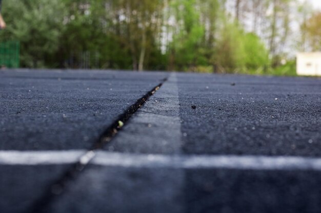 Laufstrecke im Stadion aus nächster Nähe