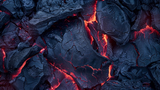 La lava ardiente en el magma caliente de un volcán