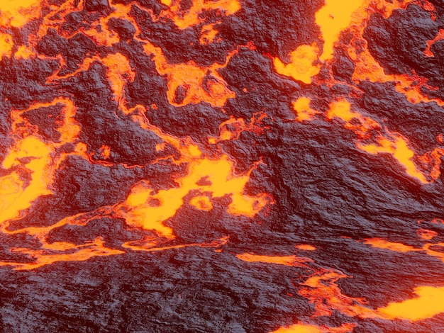 Lava basáltica 3d. fundo vulcânico abstrato.