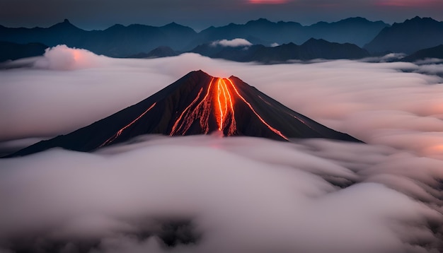 Foto la lava caliente se desliza desde el monte merapi hacia el suroeste