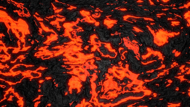 Lava caliente molida Patrón de naturaleza abstracta Llama desvanecida Ilustración 3D de erupción volcánica lava