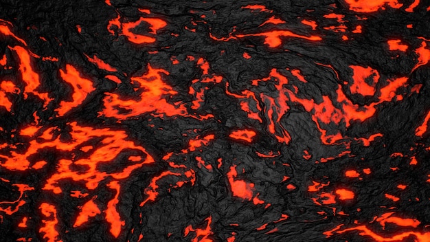 Lava caliente molida Patrón de naturaleza abstracta Llama desvanecida Ilustración 3D de erupción volcánica lava