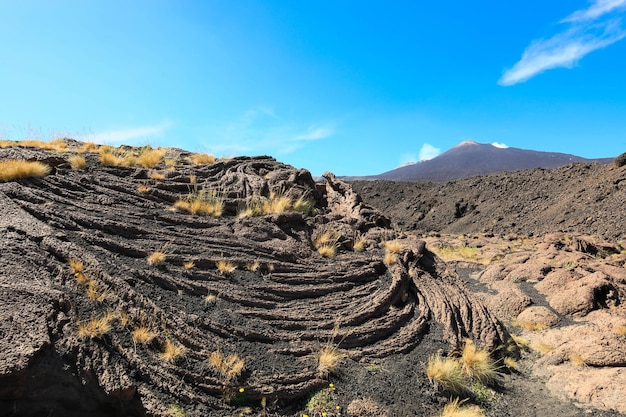 Foto lava cordata pahoehoe no vulcão etna