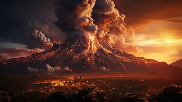 Lava, die nach einem Ausbruch den Vulkan Fuego in Antigua Guatemala hinuntergeht