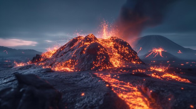 Lava fließt in den Ozean