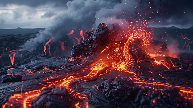 Lava-Fluss-Vulkaneruption