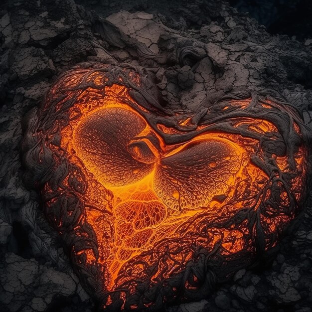 Una lava en forma de corazón está iluminada con las palabras " amor " en ella.