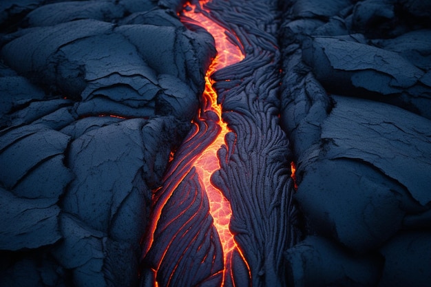 Lava in den Rissen des Bodens