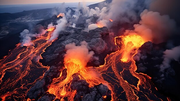 Lava que fluye hacia el océano