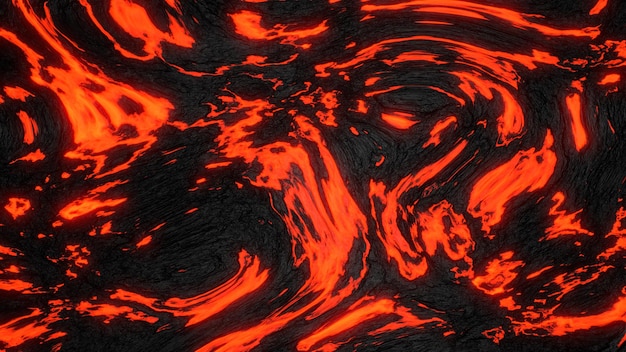 Lava quente à terra Padrão abstrato da natureza chama desbotada ilustração 3D de lava de erupção vulcânica