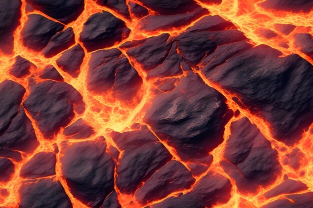 Foto lava-textur feuer hintergrund gestein vulkan magma geschmolzen hölle heißer fluss flammenmuster nahtlos