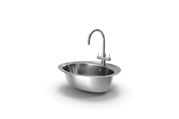 Lavabo de cozinha oval com torneira