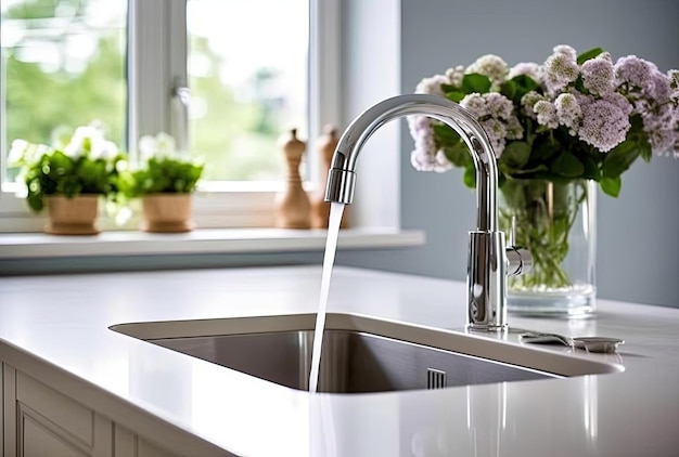 Lavabo y grifo de cocina