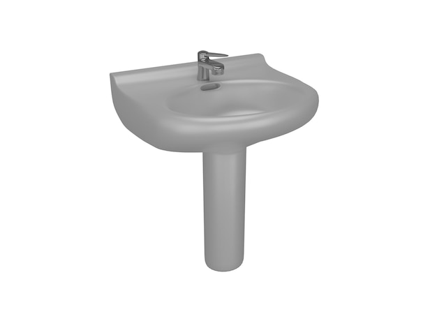 Lavabo de pedestal de baño blanco de renderizado 3d