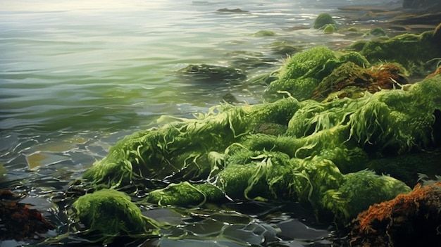 Lavado de algas en la orilla