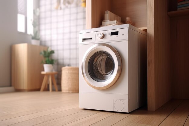 Lavadora en el interior de una habitación limpia y ventilada