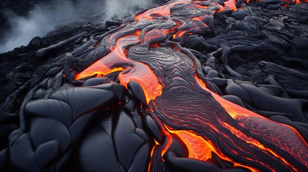 Foto lavafluss auf hawaii