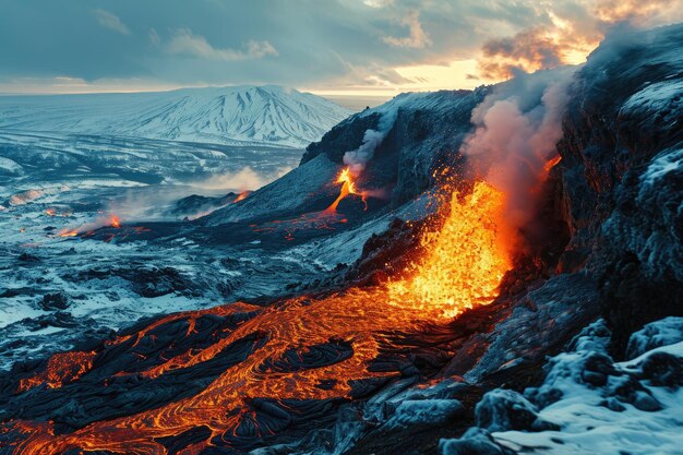 Lavafluss Vulkaneruption Berge professionelle Fotografie