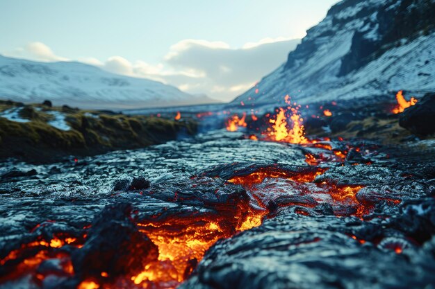 Lavafluss Vulkaneruption Berge professionelle Fotografie