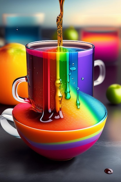 Foto lavagem em tasse regenbogenfarben