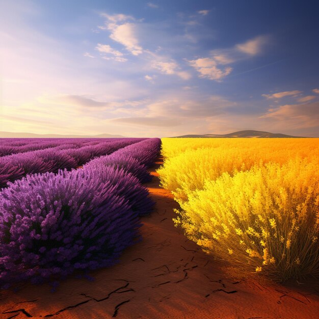 Foto lavanda contra amarillo mostaza de alta calidad ultra hd 8k hdr