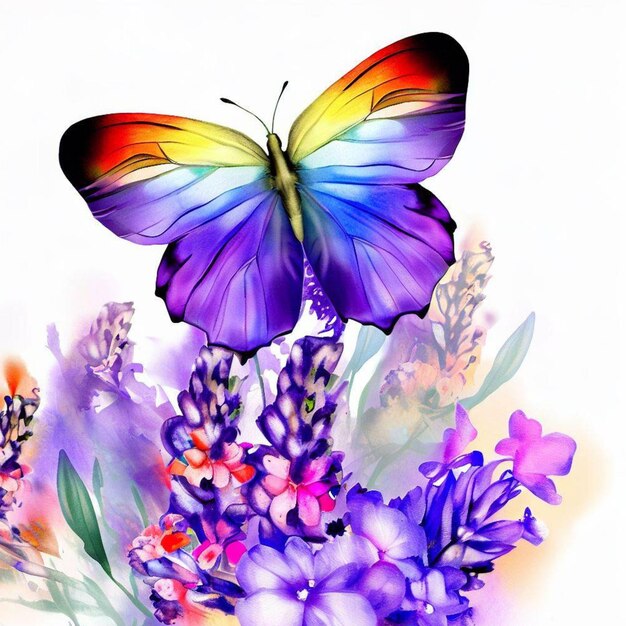 Foto lavanda mágica e borboleta