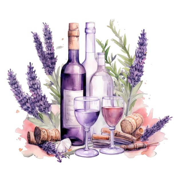 Lavanda picnic acuarela ilustración lavanda clipart