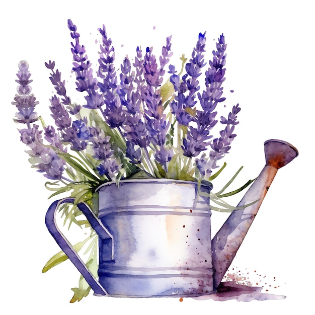 Lavanda regadera acuarela ilustración lavanda clipart