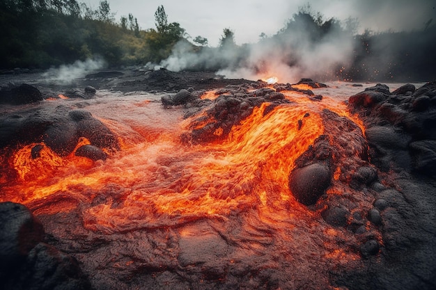 Lavastrom im Lavafeld