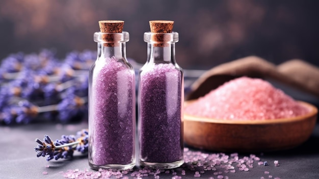 Lavendel-Badesalz und Massageöl für ein von der KI generiertes Aromatherapie-Erlebnis
