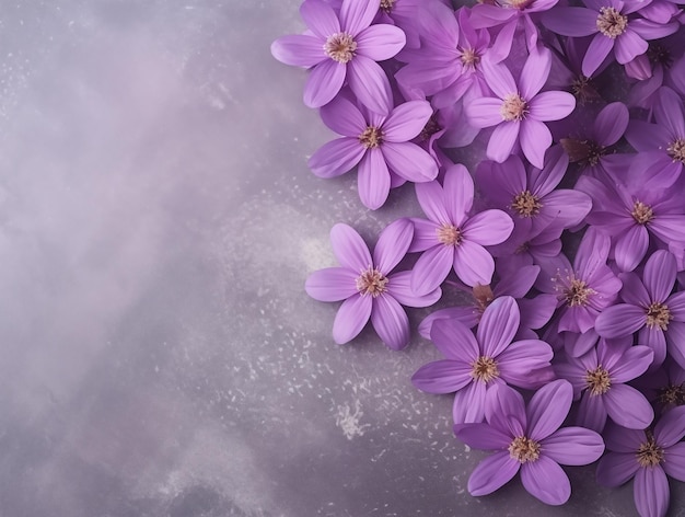 Lavendel-Blumenarray-Hintergrund mit Kopierraum auf einer texturierten Oberfläche
